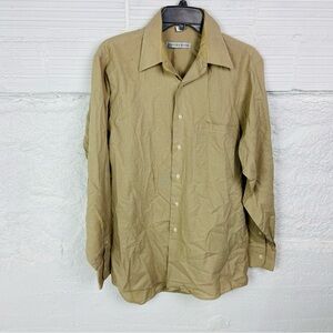 Geoffrey Beene wrinkle free Tan button up Dress Shirt size neck 15.5